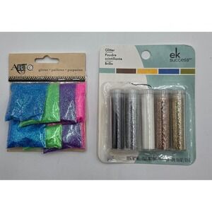 EK Success & Art-C Craft Glitter Set Metallic Vials & Bright Packets 2pc Bundle
